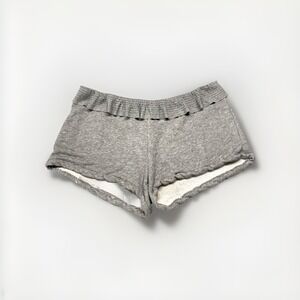 Beyond Yoga Ruffle Sweat Shorts Size Large Gray Pima Cotton Stretchy Lounge Cozy